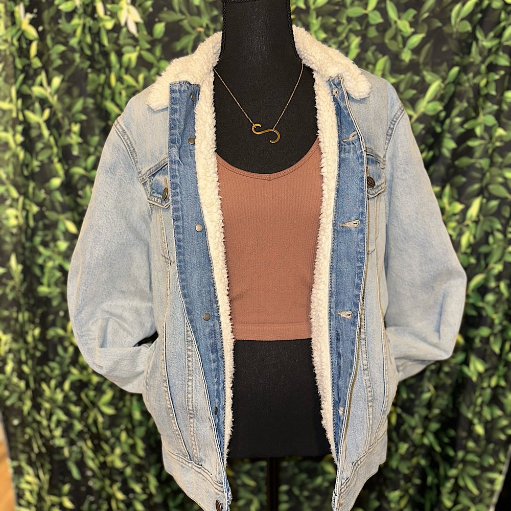 Old navy denim fuzzy coat